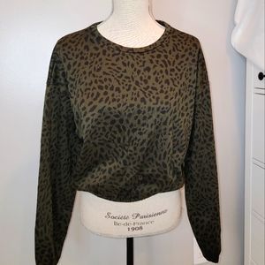 Zara Animal Print Crop Sweater Sz S